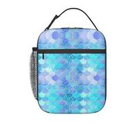 VCzsdff Sac à déjeuner isotherme avec bandoulière amovible et poches Motif écailles de sirène Doré