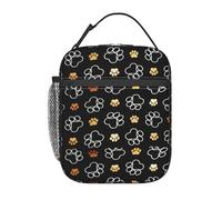 VCzsdff Sac à déjeuner isotherme avec bandoulière amovible et poches Motif empreintes de pattes de chien