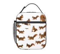 VCzsdff Sac à déjeuner isotherme avec imprimé écureuil mignon, sac isotherme portable avec sangle amovible et poches