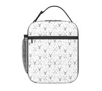 VCzsdff Sac à déjeuner isotherme avec motif de flèches de chasse, triangles, cerf, sac isotherme portable avec sangle amovible et poches