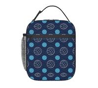 VCzsdff Sac à déjeuner isotherme avec sangle amovible et poches Motif volleyball Bleu