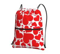 VCzsdff Sac à dos léger et pliable avec cordon de serrage, imprimé cœur, avec poche zippée pour la randonnée