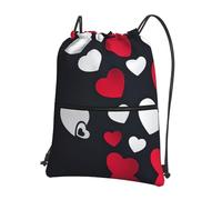 VCzsdff Sac à dos léger et pliable avec cordon de serrage imprimé Happy Valentine's Day2, avec poche zippée pour la randonnée