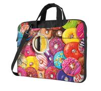 VCzsdff Sac d'ordinateur portable résistant aux chocs avec imprimé café et donuts en tissu Oxford rembourré pour voyage, Noir , 13 inch