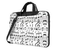 VCzsdff Sac d'ordinateur portable résistant aux chocs avec motif notes de musique en tissu Oxford rembourré pour voyage, Noir , 13 inch