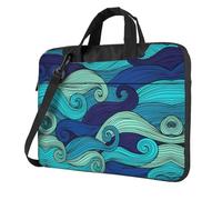 VCzsdff Sac d'ordinateur portable résistant aux chocs avec motif vagues de l'océan - Sac à bandoulière rembourré en tissu Oxford pour voyage, Noir , 13 inch