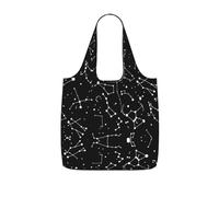 VCzsdff Sac fourre-tout pliable et réutilisable en polyester léger 25 l Motif constellation étoilée, Noir , Taille unique