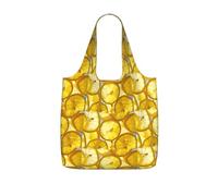 VCzsdff Sac fourre-tout pliable et réutilisable en polyester léger avec imprimé tranches de citron 25 l, Noir , Taille unique