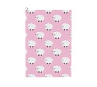 VCzsdff Serviette de golf durable imprimée mouton rose, serviette de golf gaufrée en microfibre avec mousqueton clip, accessoires de golf indispensables