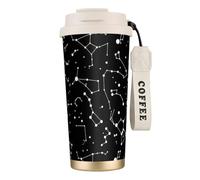 VCzsdff Starry Divination Constellation - Gobelet à café isotherme avec couvercle anti-fuite, en acier inoxydable 316 avec dragonne