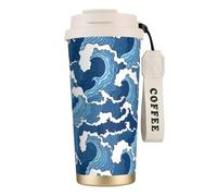 VCzsdff Stormy Sea - Gobelet à café isotherme avec couvercle anti-fuite, en acier inoxydable 316 avec dragonne