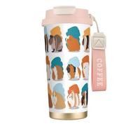 VCzsdff Tasse à café isotherme en acier inoxydable 316 avec couvercle anti-fuite, motif cochon d'Inde et dragonne