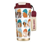 VCzsdff Tasse à café isotherme en acier inoxydable 316 avec couvercle anti-fuite, motif cochon d'Inde et dragonne