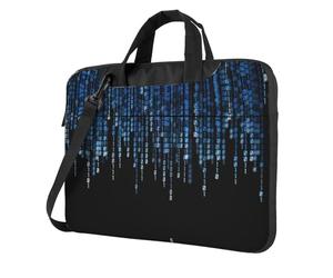 VCzsdff The Blue Binary Print Sac d'ordinateur portable résistant aux chocs en tissu Oxford rembourré pour ordinateur portable, Noir , 15.6 inch