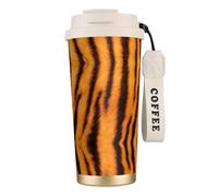 VCzsdff Tiger - Gobelet à café isotherme avec couvercle anti-fuite, en acier inoxydable 316 avec dragonne