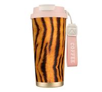 VCzsdff Tiger - Gobelet à café isotherme avec couvercle anti-fuite, en acier inoxydable 316 avec dragonne