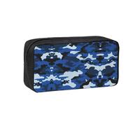 VCzsdff Trousse à stylos en polyester durable avec fermeture éclair - Motif camouflage bleu