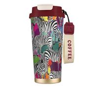VCzsdff Zebra - Gobelet à café isotherme avec couvercle anti-fuite, tasse de voyage en acier inoxydable 316 avec dragonne