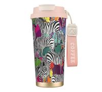 VCzsdff Zebra - Gobelet à café isotherme avec couvercle anti-fuite, tasse de voyage en acier inoxydable 316 avec dragonne