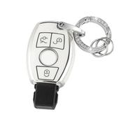 VDARK Coque de clé en TPU pour Mercedes Benz 3 boutons Smart Key, Couleur blanche avec petite ligne argentée, for Mercedes Benz A