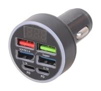 Vdaxvme Adaptateur de charge multifonction pour voiture avec 4 ports USB pour moniteur de courant numérique en métal
