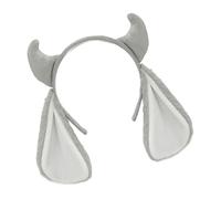 Vdaxvme Bandeau de costume de mouton Oreilles et cornes en peluche grises et blanches pour Halloween Noël Non Slip Oreilles Enfants