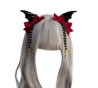 Vdaxvme Barrettes à cheveux gothiques foncées pour filles - Coiffures noires - Ailes de diable - Pince à cheveux - Nœud gothique - Ailes de chauve-souris polyvalentes