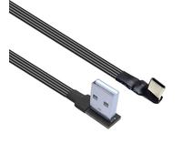 Vdaxvme Câble de données de type C à angle droit avec tête coudée à 90° pour petit espace pour téléphones, consoles de jeu, câble plat flexible USB vers USB A