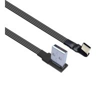 Vdaxvme Câble de données de type C à angle droit avec tête coudée à 90° pour petit espace pour téléphones, consoles de jeu, câble plat flexible USB vers USB A