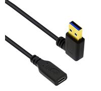 Vdaxvme Câble d'extension USB 3.0 vers type C haute vitesse 90 degrés 5 Gbit/s plaqué or pour lecteur de cartes Hub