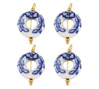 Vdaxvme Céramique Bleu Motif Boucle d'oreille Conclusions Métal Accessoires pour Bijoux Accessoires Antique Céramique Bijoux Accessoires Pièces, taille unique, comme décrit