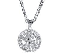 Vdaxvme Chaîne plaquée or/argent pour pendentif signe dollar Old School Hip Hop collier rotatif années 80 90 Costum, Métal, Zircone cubique