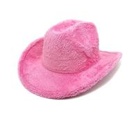 Vdaxvme Chapeau de cowboy en fourrure en peluche pour enterrement de vie de jeune fille, discothèque, cowboy disco pour acteur, actrice, boîte de nuit, fêtes à thème occidental