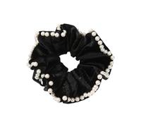 Vdaxvme Chouchou vintage avec perles - Chouchou épais surdimensionné - Élégant - En forme de donuts - Pour femme - Pour queue de cheval