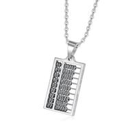 Vdaxvme Collier avec pendentif en forme de boulier en acier inoxydable avec chaîne réglable pour les amateurs de mode et les amateurs de mathématiques, Acier titane, Zircone cubique