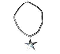 Vdaxvme Collier avec pendentif simple/étoile/cœur - Collier tendance - Chaîne ras du cou - Collier ras du cou - Chaîne en os de serpent, Métal, Zircone cubique