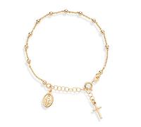 Vdaxvme Collier de perles rondes catholiques dorées, chapelet doigt, baptême, chapelet pour baptême, cadeau, bijoux de baptême, bracelet de prière du Christ, perles catholiques pour femmes
