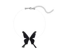Vdaxvme Collier élégant avec breloque papillon invisible pour femme - Chaîne réglable, Fil de pêche en acier titane, Zircone cubique