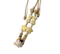 Vdaxvme Collier en céramique avec pendentif chat avec cordon réglable en forme d'étoile et os pour couple, Céramique, Zircone cubique