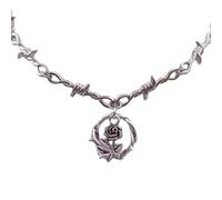Vdaxvme Collier gothique pour femme avec pendentif en forme d'épine et rose punk hip-hop, chaîne médiévale, bijoux en métal, oxyde de zirconium