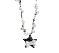 Vdaxvme Collier pour femme avec pendentif en forme d'os blanc - Accessoire punk - Tissu et oxyde de zirconium