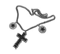 Vdaxvme Collier pour femme simple avec pendentif noir Hip Hop collier collier collier ras du cou couple collier tempérament collier tendance bijoux, Acier titane, Zircone cubique