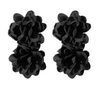 Vdaxvme Collier ras du cou avec boucles d'oreilles tendance en forme de rose pour femme, accessoire punk gothique doux noir, B earrings, Tissu, Zircone cubique