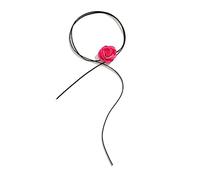 Vdaxvme Collier ras du cou pour femme - Accessoire punk gothique - Motif rose, Fil ciré en cuir + fleur satinée, Zircone cubique