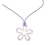 Vdaxvme Collier ras du cou pour femme avec pendentif floral creux en acrylique - Accessoires indispensables pour les femmes avant-gardistes - Corde cirée, acrylique, oxyde de zirconium