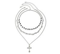 Vdaxvme Collier ras du cou pour femme avec pendentif punk gothique foncé à franges, chaîne clavicule unique et élégante, Alliage + imitation cristal, Zircone cubique