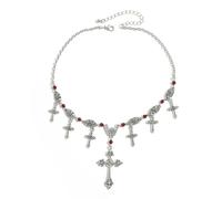 Vdaxvme Collier ras du cou pour femme avec pendentif punk gothique foncé à franges, chaîne clavicule unique et élégante, Alliage + imitation cristal, Zircone cubique