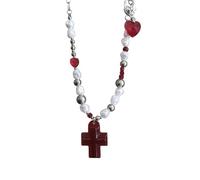 Vdaxvme Collier ras du cou punk en forme d'os de sang, style gothique, bijou tendance, chaîne de clavicule, collier de perles irrégulières, Tissu, Zircone cubique