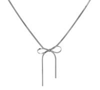 Vdaxvme Collier simple et élégant avec pendentif en forme de nœud - Collier tendance - Collier ras du cou - Chaîne en os de serpent - Bijoux en acier titane et oxyde de zirconium