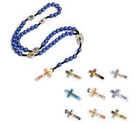 Vdaxvme Colliers pour femme avec pendentif catholique, chapelet catholique, bijoux religieux, collier de perles fait à la main avec crucifix, Plastique, Zircone cubique